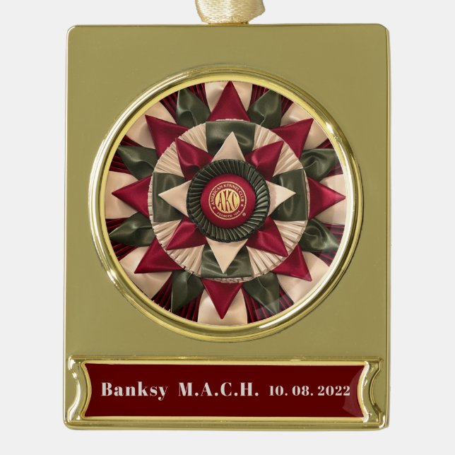 Ihr Hund Master Agility Band Personalisiert Banner-Ornament Gold (Vorderseite)