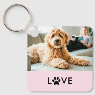 Ihr Hund oder Cat-Foto   Liebe mit Paw Print Schlüsselanhänger