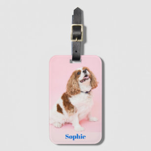 Ihr Hund oder Ihr Foto für Haustiere, Blauer Name Gepäckanhänger
