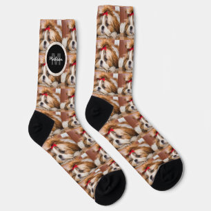 Ihr Hundewelpe, kundenspezifisches Foto Monogram Socken