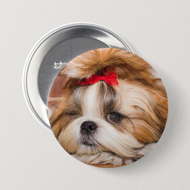 Ihr Hundewelpen-Foto Button (Vorne & Hinten)
