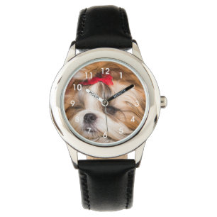 Ihr Hundewelpen-Foto mit Hund und Gesicht Armbanduhr