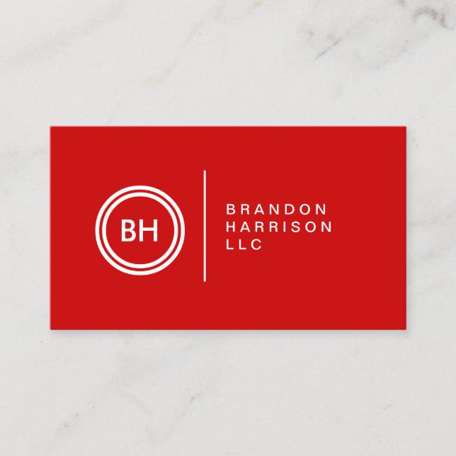 IHR INITIALS-LOGO auf RED No 2 Business Card Visitenkarte (Vorderseite)