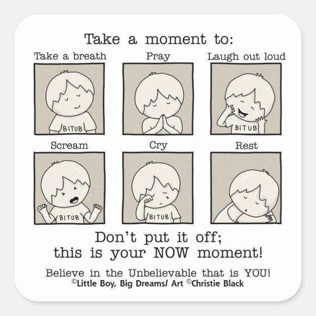 Ihr JETZT Quadratischer Aufkleber (Vorderseite)