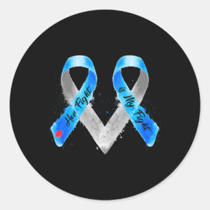 Ihr Kampf ist mein Kampf gegen den blauen Ribbon T Runder Aufkleber