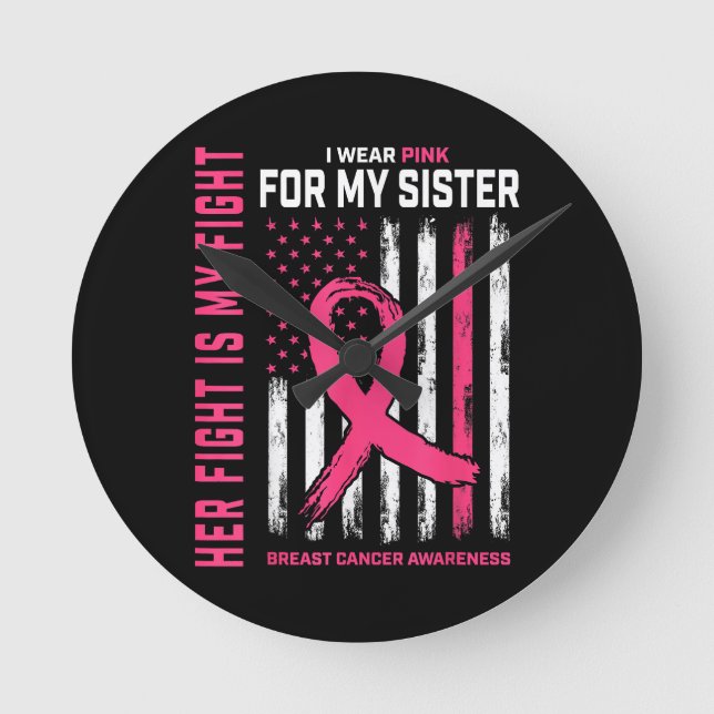 Ihr Kampf ist mein Kampf ich trage rosa Schwester  Runde Wanduhr (Vorderseite)