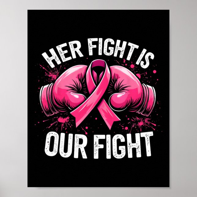Ihr Kampf ist unser Kampf Boxhandschuhe Brustkrebs Poster (Vorne)