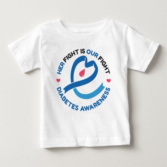 Ihr Kampf ist unser Kampf – Diabetes-Bewusstsein Baby T-shirt (Vorderseite)