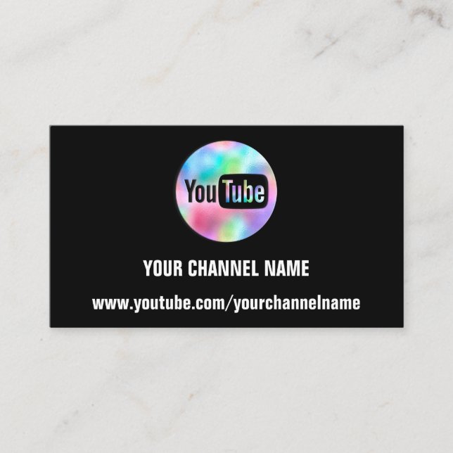 IHR KANAL NAME YOUTUBER SUSCRIBE LOGO QR SCHWARZ VISITENKARTE (Vorderseite)