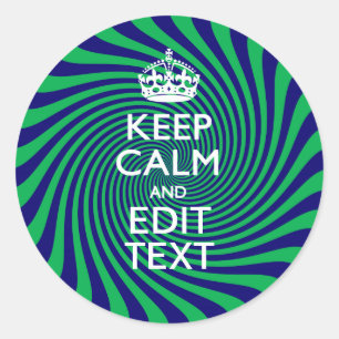 Ihr Keep Calm-Text auf einer lebendigen Wirbel-Gra Runder Aufkleber