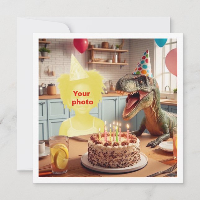 Ihr Kind mit Dinosaurier, Velociraptor Geburtstag Karte (Vorderseite)