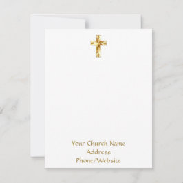 Ihr Kirchenname Gold Cross Elegante Note Card Mitteilungskarte