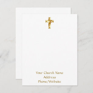 Ihr Kirchenname Gold Cross Elegante Note Card Mitteilungskarte