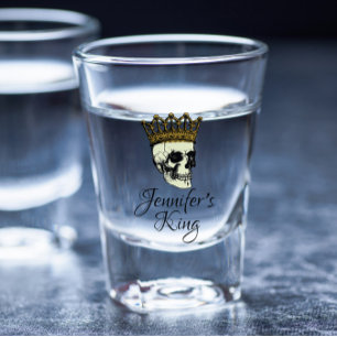 Ihr König Schädel mit Goldkrone Schnapsglas