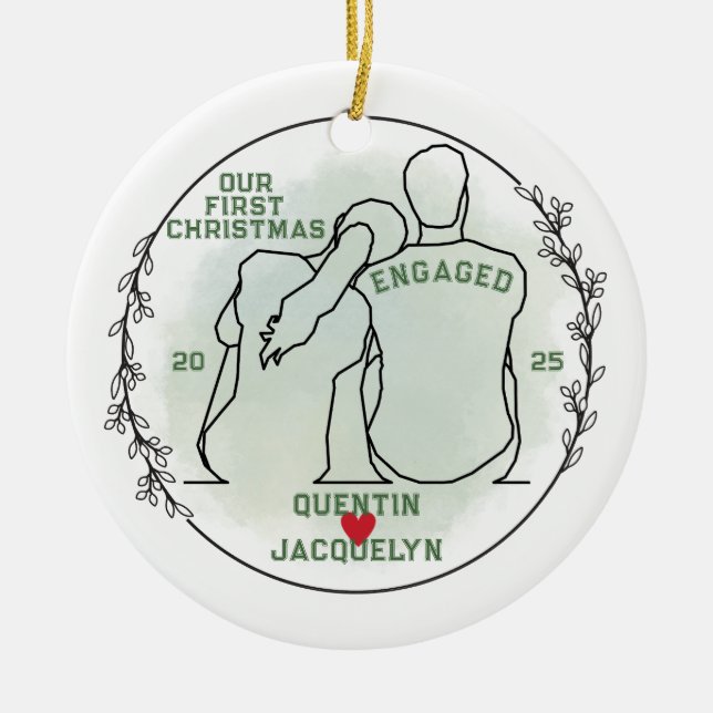 Ihr Kopf auf der Schulter - Erste Weihnachten Verl Keramik Ornament (Vorne)