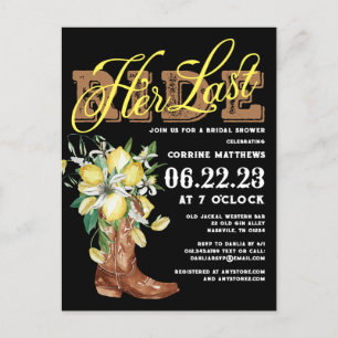 Ihr letztes Cowgirl Boots Lemons Brautparty Postkarte