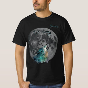 "Ihr Lied" Wolf und Mond Herren Custom T-Shirt