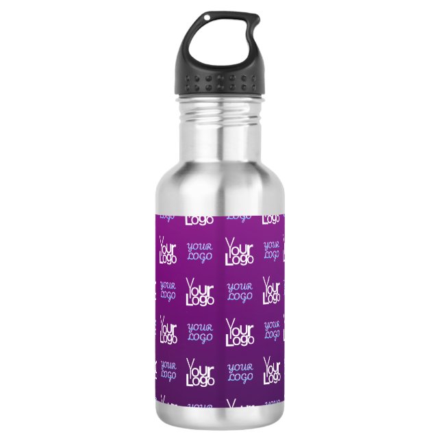 Ihr Logo | 2 Hochgeladene Bilder oder Firmenlogos Edelstahlflasche (Vorderseite)