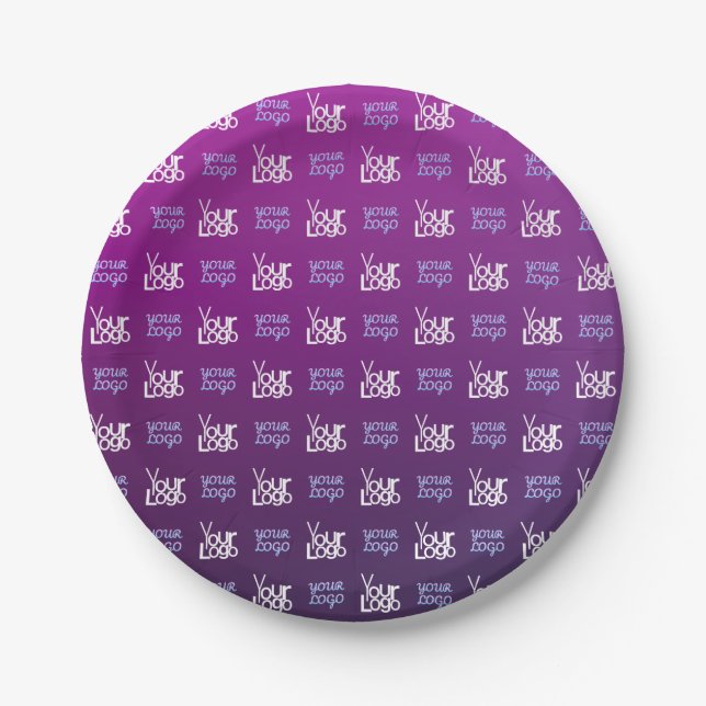 Ihr Logo | 2 Hochgeladene Bilder oder Firmenlogos Pappteller (Vorderseite)