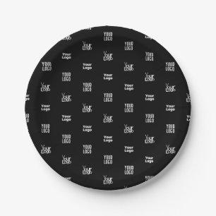 Ihr Logo 3 Logo-Musterdesign editierbar Schwarz Pappteller