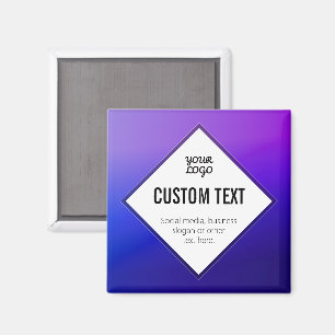 Ihr Logo & anpassbarer Text   Lila Ombre Magnet