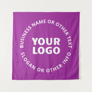 Ihr Logo & anpassbarer Text   Purpur Violett Wandteppich
