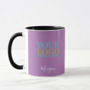 Ihr Logo/Art/Foto, Name White Script, Lavendel Tasse