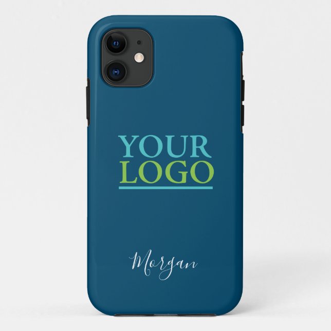 Ihr Logo/Art/Foto, Name White Script, Ocean Blue Case-Mate iPhone Hülle (Rückseite)