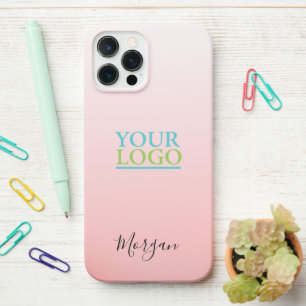 Ihr Logo/Art/Foto, Schwarzer Name, Gradient Peach iPhone 12 Pro Max Hülle