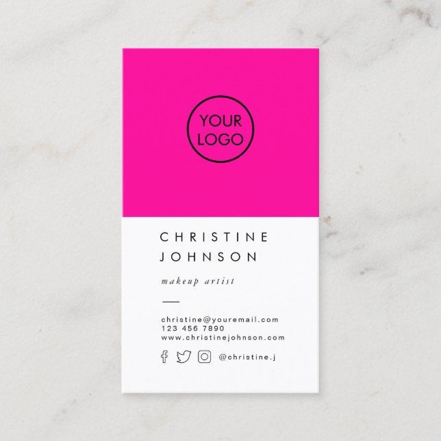 Ihr Logo auf Neonrosa Visitenkarte (Vorderseite)