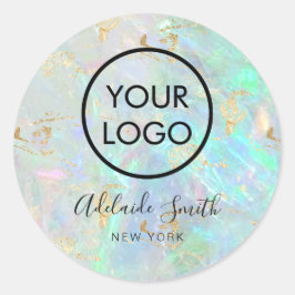 Ihr Logo auf opal inspiriert Hintergrund Runder Aufkleber