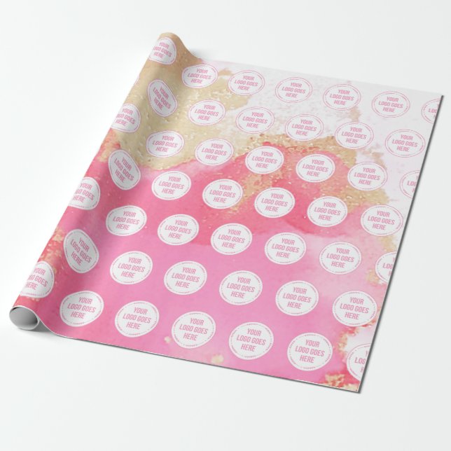 Ihr Logo auf Pink Art Marketing Wrapping Paper Geschenkpapier (Ungerollt)
