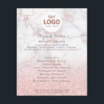 Ihr Logo auf rosa Marmor und Imitat Glitzer Flyer<br><div class="desc">Schönheitssalon berufliche Make-up-Künstler Flyer</div>