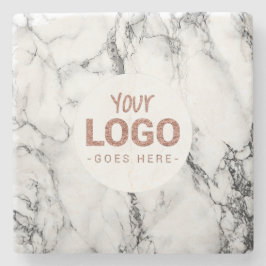 Ihr Logo auf weißem Marmor Steinuntersetzer