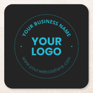 Ihr Logo Bearbeitbarer Firmenname & Website Rechteckiger Pappuntersetzer