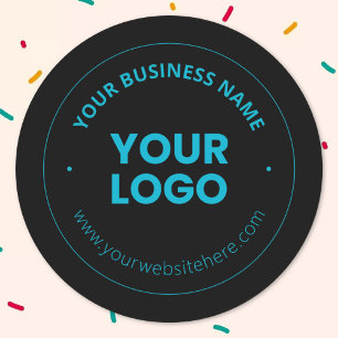 Ihr Logo Bearbeitbarer Firmenname & Website Runder Aufkleber