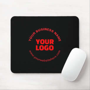 Ihr Logo & bearbeitbarer kreisförmiger Text, Rot o Mousepad