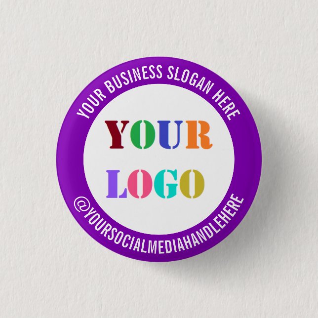 Ihr Logo Beispiel für einen Social-Media-Werbebutt Button (Vorderseite)
