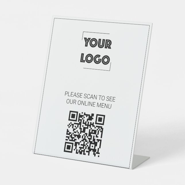 Ihr Logo Benutzerdefinierter Geschäfts-QR-Code-Men Sockelschild (Vorderseite)