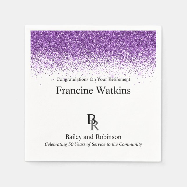 Ihr Logo Beruflicher Lila Glitzer Serviette (Vorderseite)