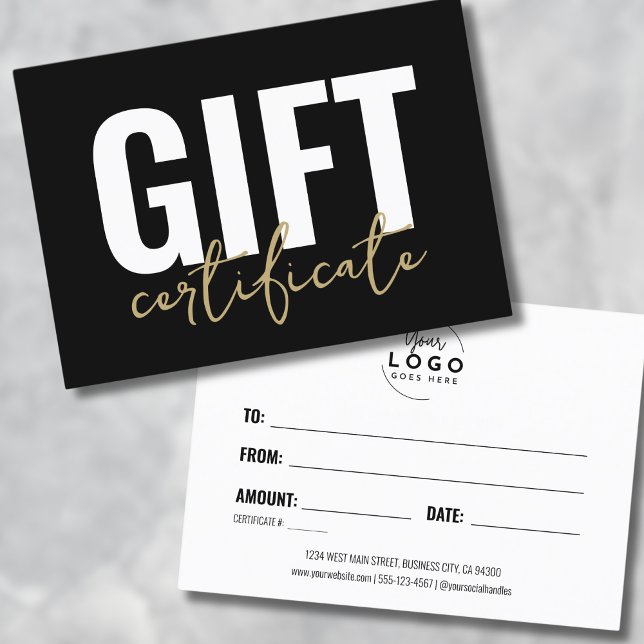 Ihr Logo Black Gold Business Geschenkgutschein Visitenkarte (Your Logo Black Gold Business Gift Certificate)