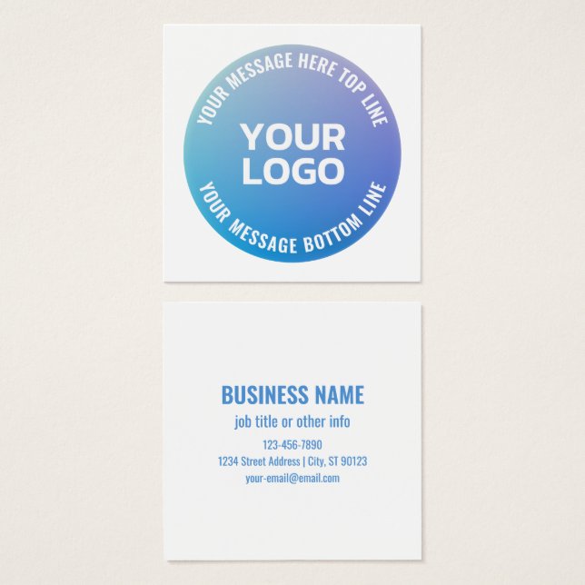 Ihr Logo | Blau bis Lila Ombre und Circle Text (Vorne & Hinten)