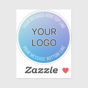 Ihr Logo   Blau bis Lila Ombre und Circle Text Aufkleber