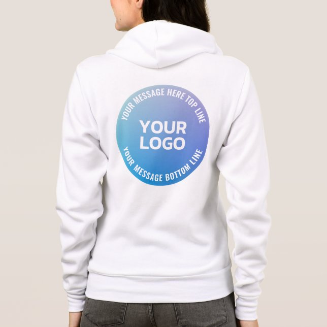 Ihr Logo | Blau bis Lila Ombre und Circle Text Hoodie (Rückseite)
