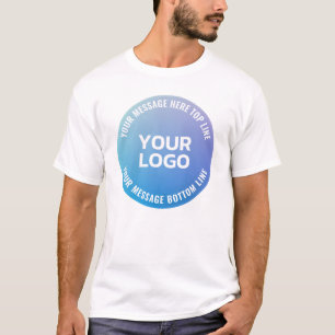 Ihr Logo Blau bis Lila Ombre und Circle Text T-Shirt