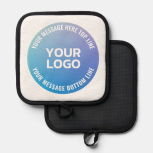 Ihr Logo Blau bis Lila Ombre und Circle Text Topflappen