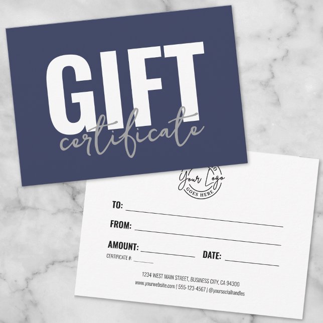 Ihr Logo Blue Business Geschenkgutschein Einladung (Your Logo Blue Business Gift Certificate Invitation)