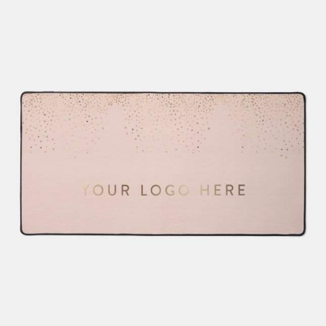 Ihr Logo Blush Gold Foil Einfache moderne Weiblich Schreibtischunterlage (Vorderseite)