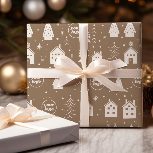 Ihr Logo Brown Craft Weihnachten Geschenkpapier (Von Creator hochgeladen)