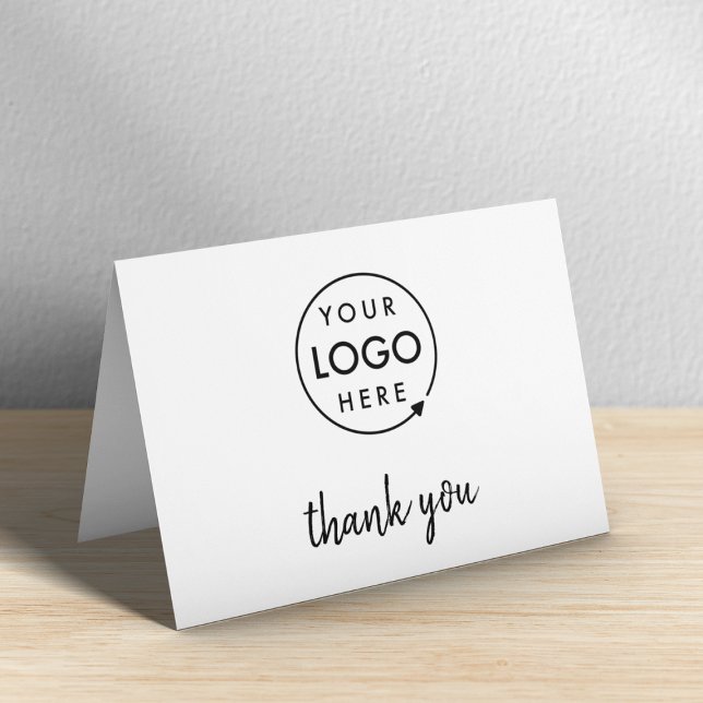 Ihr Logo | Business Corporate Modernes Minimalisti Dankeskarte (A minimalist white horizontal folded logo thank you card perfect for small business appreciation)